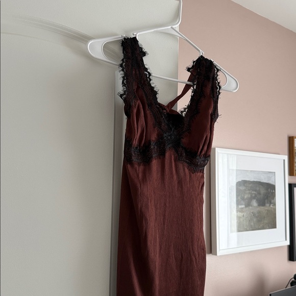 12th Tribe Vanessa Espresso Satin Midi Dress Size S - Picture 6 of 6